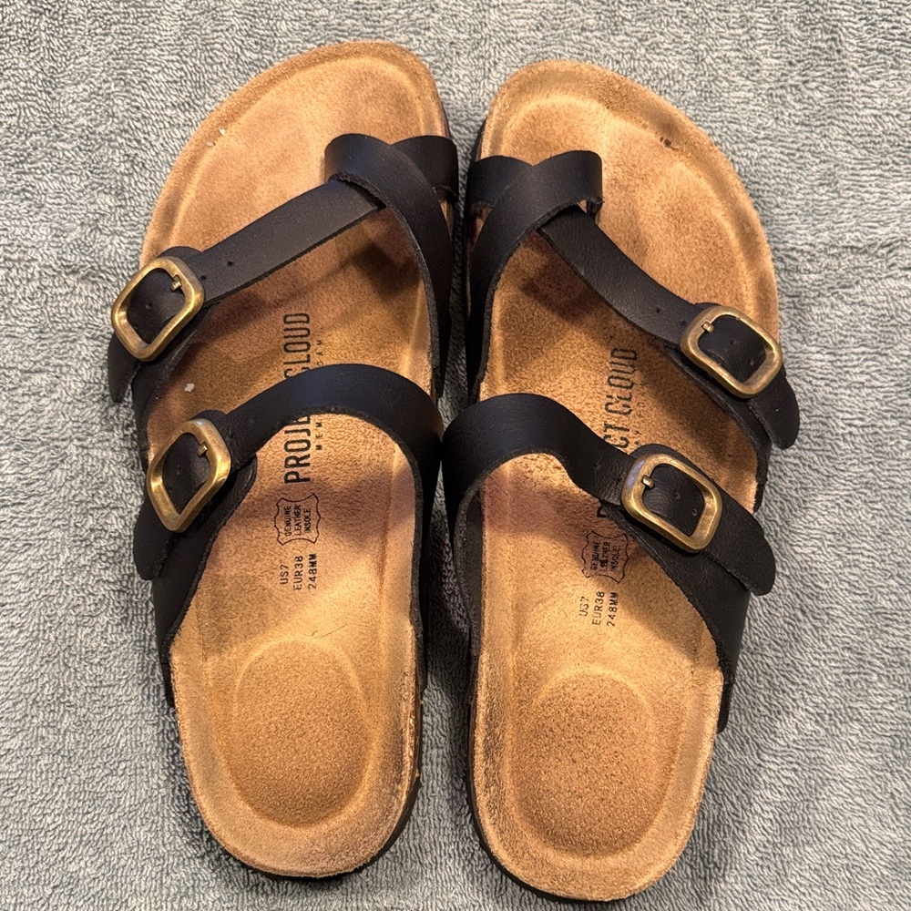 Black Triple-Strap Women’s Mule Sandals